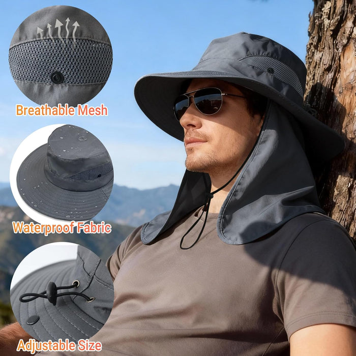 Sun Hats for Men Women with Neck Flap UPF 50+ UV Protection