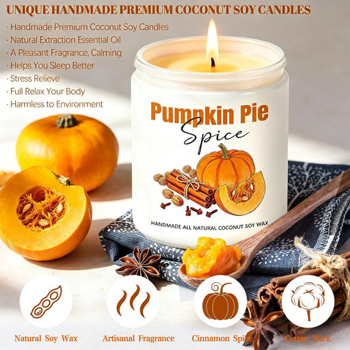Fall Candles, Pumpkin Cinnamon Spice Candles, Fall Scented Candle Decorations for Home Gifts for Women Pumpkin Pie Spice