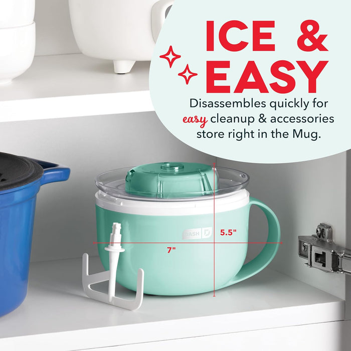 My Mug Ice Cream Maker Machine (Aqua): Multi-Purpose Soft Serve Ice Cream Machine with (2) Bowls for Homemade Gelato, Sorbet, Frozen Yogurt, Built-In Ingredient Chute, Easy to Clean and Store