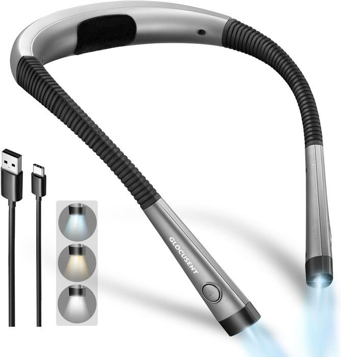 Reading Light,Bendable Neck Light,80-hr Rechargeable Book Light