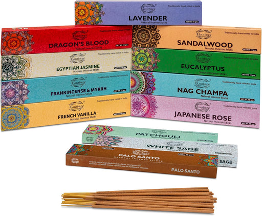 Incense Sticks Assorted Pack (180 gm), 100% Pure Organic Natural Hand Rolled Free from Chemicals - Perfect for Aromather