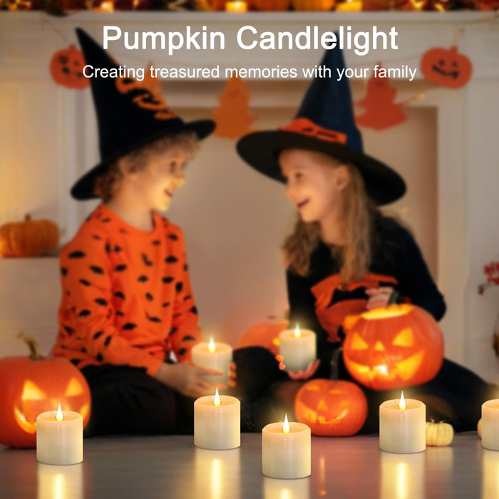 Flickering Flameless Candles with 3D Moving Flame, Real Wax Battery Operated Candles with Timer and Remote, Last 600+ Hours, 3" x 3" LED Fake Candles for Home Wedding Christmas Decor, 2 Pack