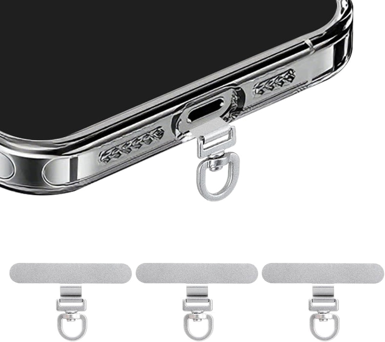 360° Rotating Stainless Steel Phone Tether Tab (3-Pack) - Universal for iPhone & Other Phones (Fits Wristbands/Necklaces