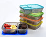 7 Pack Bento Lunch Box, Meal Prep Containers, Reusable 3 Compartment Plastic Divided Food Storage Container Boxes