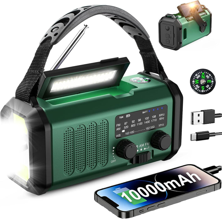 Hand Crank Emergency Radio, NOAA Weather Radio AM/FM,10000mAh