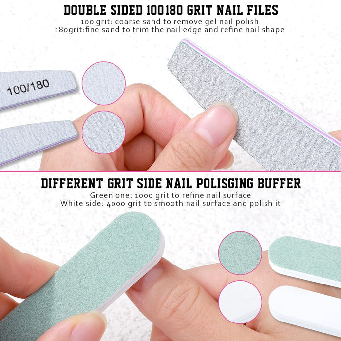 Nail Files and Buffers, Manicure Tools Nail Care Kit with Nail File, Nail Buffer Block, Cuticle Care for Women with Nipp