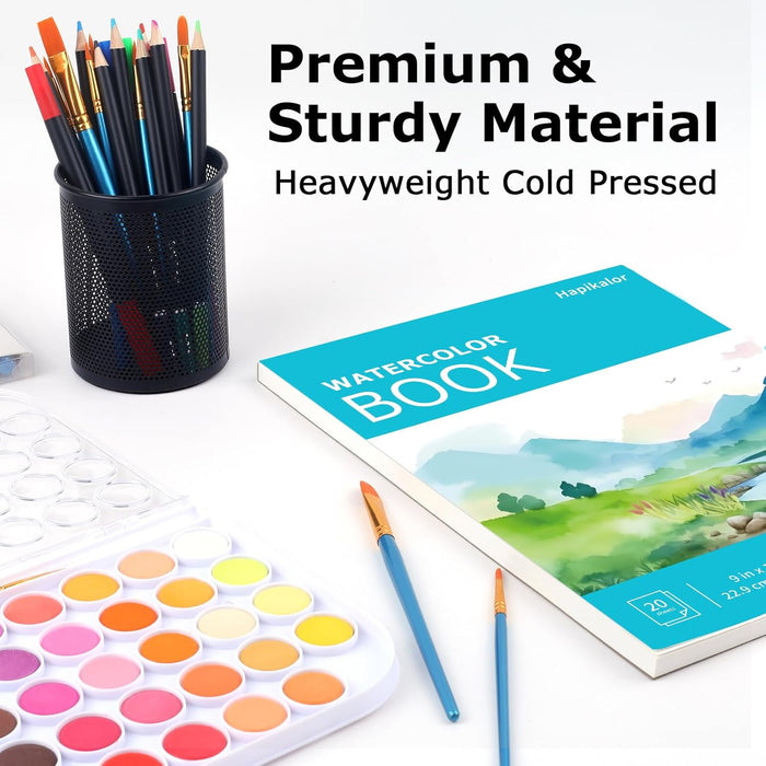 Watercolor Paper Pad, 9"x12" Water Color Paper, 140lb/300gsm Teal
