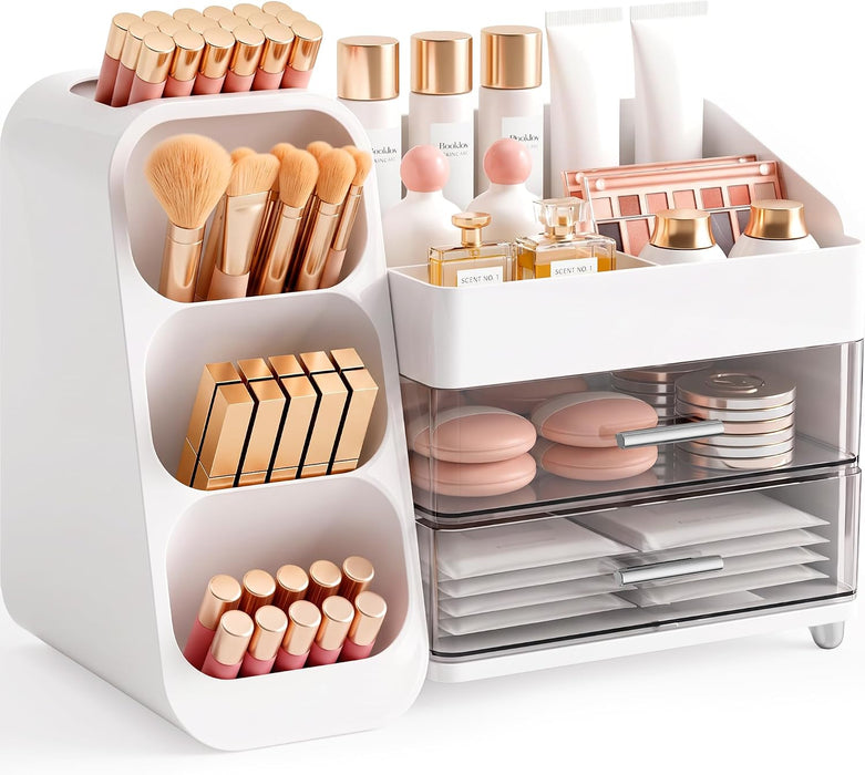 Large Makeup Organizer for Vanity Countertop, White