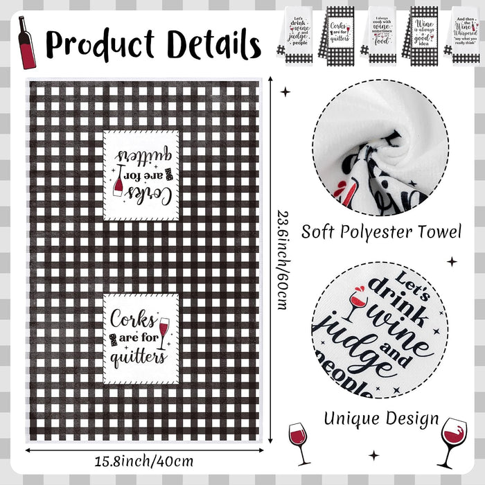 R HORSE 5 Pack Funny Wine Kitchen Dish Towels