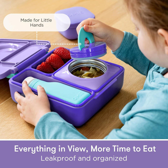 Box Kids Insulated Leakproof Bento Lunch Box with Food Jar (Purple Plum)