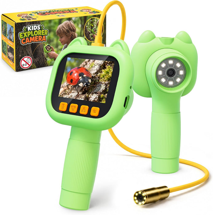 Kids Microscope with Borescope Camera,Dual-View STEM Explorer Kit