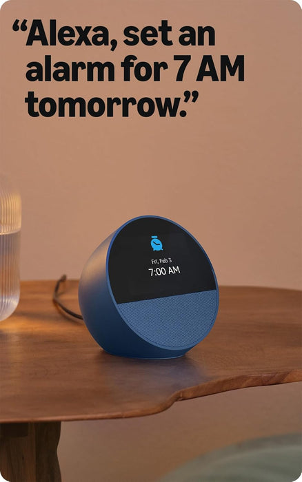 Echo Spot (newest model), Great for nightstands, offices and kitchens, Smart alarm clock, Designed for Alexa+, Black