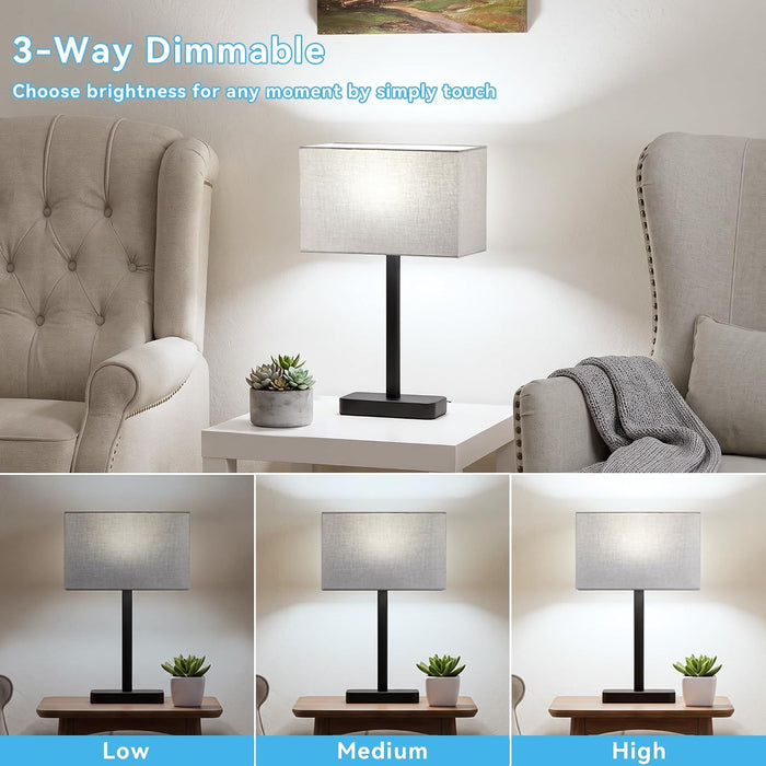 Touch Lamps for Nightstand Set of 2, Lamp for Bedroom Living Room with USB