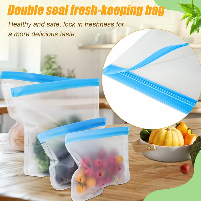 30 Pack Reusable Silicone Food Storage Bags, 4 Size Leak proof Dishwasher Safe Reusable Freezer Bag for Food Storage Containers Lunch Bags for Sandwich, Marinate Meat, Fruit