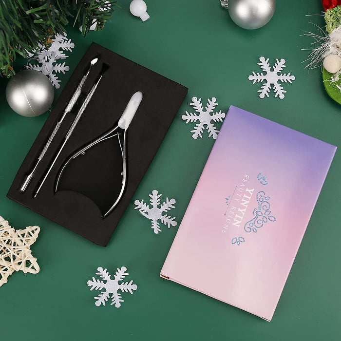 Cuticle Trimmer with Pusher and Cutter,Silver