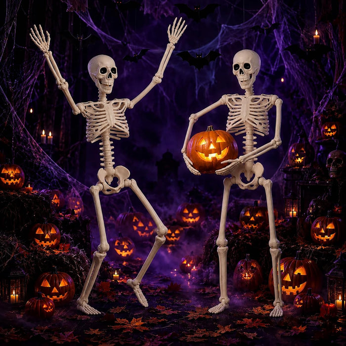 2 Pack 36" Halloween Skeleton Decorations,Human Bones for Halloween Party with Movable Joints,for Haunted Houses, Front Lawn, Graveyard Props