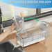 Sponge Holder for Kitchen Sink, Sink Caddy Organizer with High Brush Holder, Kitchen Countertop Organizers and Storage Essentials, Rustproof 304 Stainless Steel (Silver, 9.25″)