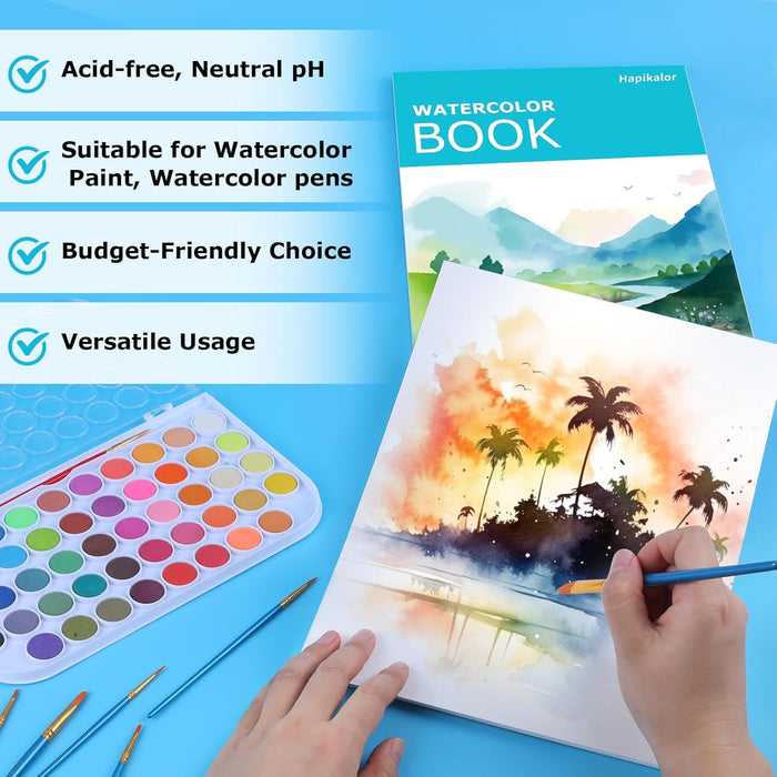 Watercolor Paper Pad, 9"x12" Water Color Paper, 140lb/300gsm Teal