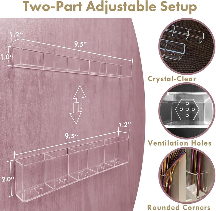 Acrylic Straw Holder for Cabinet Door - Child-Safe Organizer & Dispenser with Smooth Rounded Edges for Kitchen Accessori