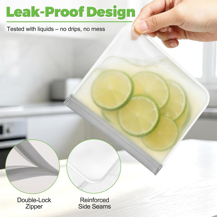 10 Pack Reusable Freezer Bags, Extra Thick Leakproof Food Storage Bags BPA-Free Plastic Storage Bags for Marinate Meat S
