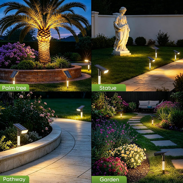 Solar Spot Lights Outdoor Waterproof, Warm White 2 Pack