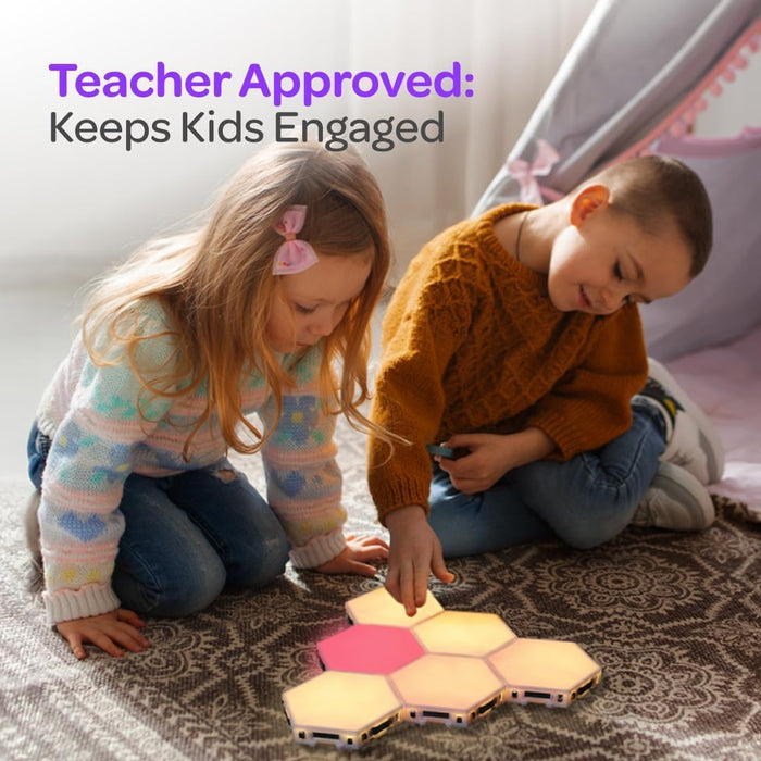 LuMAGIC Tap Tap Sensory Lights – 7pk Magnetic Hexagon LED Lights