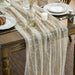 Beige Gold Gauze Table Runner 120 Inch 10FT, Glitter Metallic Foil Sheer Dining Wedding Anniversary Holiday Birthday Tab