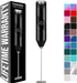 Powerful Milk Frother Wand - Handheld Stainless Steel - Battery Operated Drink Mixer for Coffee, Lattes, Cappuccino, Matcha - Froth Mate Frother Gift - Midnight Black
