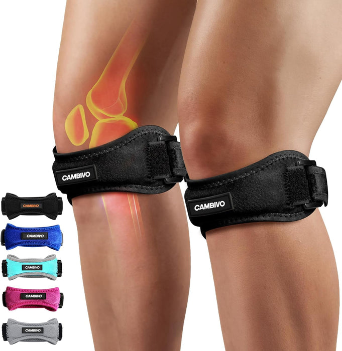 2 Pack Patella Tendon Knee Straps, Knee Brace for Women & Men with Extra Straps, Patella Bands for Pain Relief, Osgood S