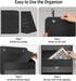 Black Over Door Organizer with 4 Front Pockets and 4 Side Mesh Pockets, Compact Hanging Door Storage for Closet, Bathroom, Bedroom, Dorm, Nursery, Toys, Cosmetics, Baby Essentials