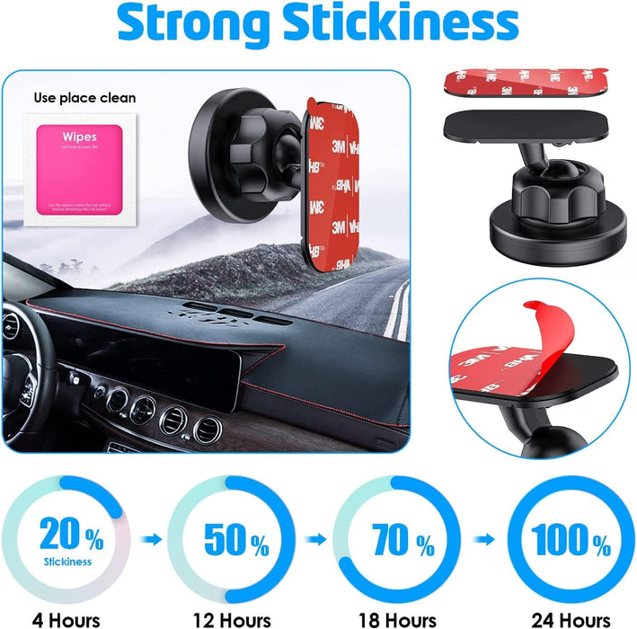 3M [6 Pack] Sticky Adhesive Pads Replacement Mounting Tape, Dashboard Sticker for Magnetic Phone Car Mount, Double Sided 3M Adhesive Pads, with 2 Dry Wipes
