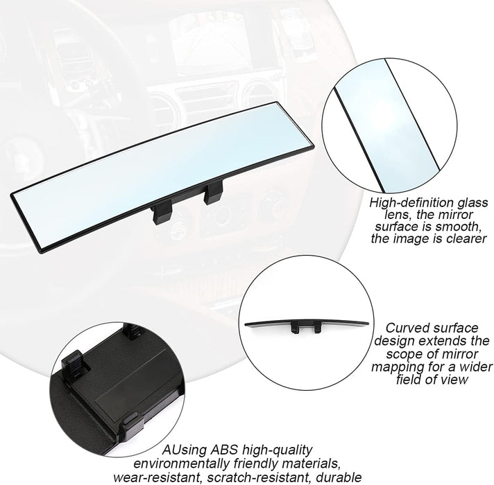 12 Inch Panoramic Car Rearview Mirror, White
