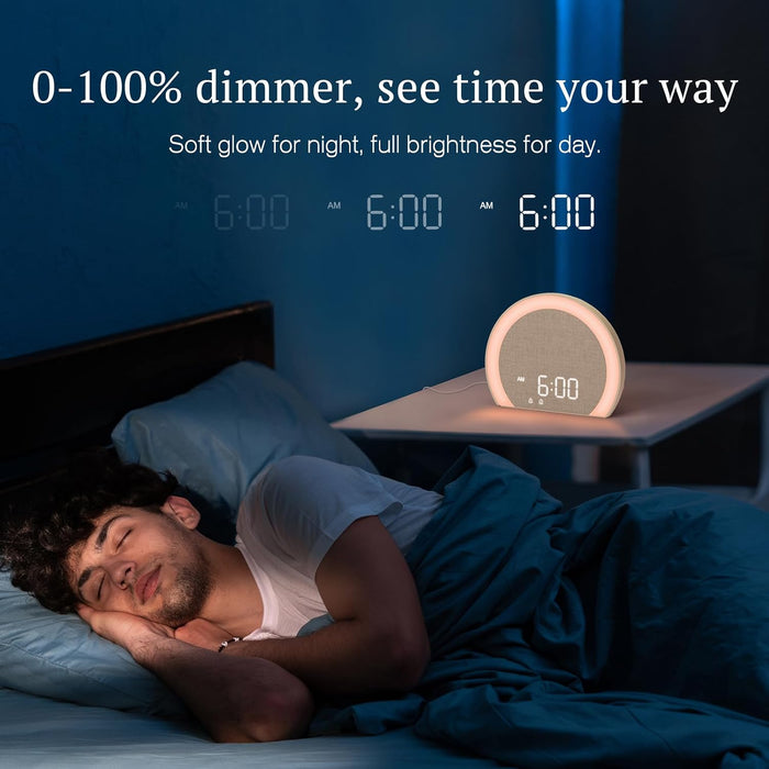 Extra Loud Alarm Clock with Wireless Bed Shaker, Vibrating Dual Alarm with Light Wake Up for Heavy Sleepers & Hearing Impaired, 9-Color Night Light, 8 Sounds, 0-100% Dimmer, USB Charger