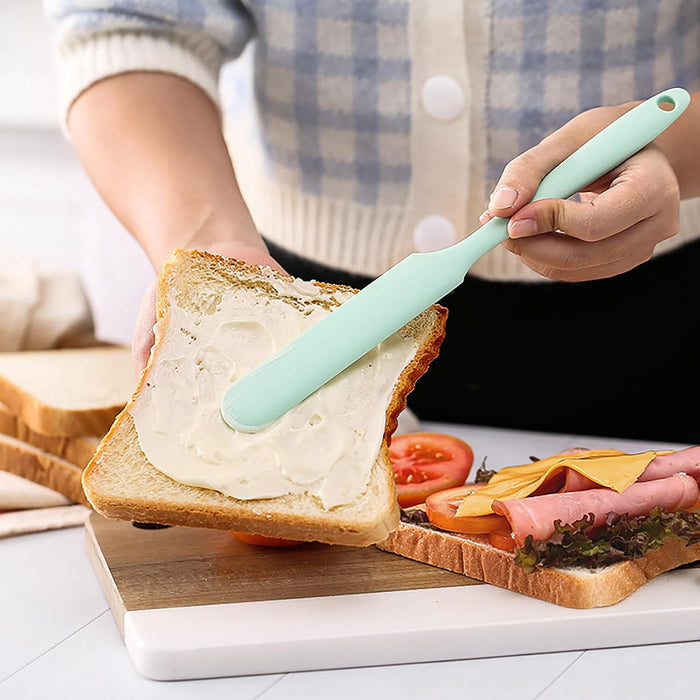 4 Pcs Silicone Jar Spatula Set - Long Handle Sourdough Scraper, Skinny Spatula for Jars, Bottles, and Containers, Non-St