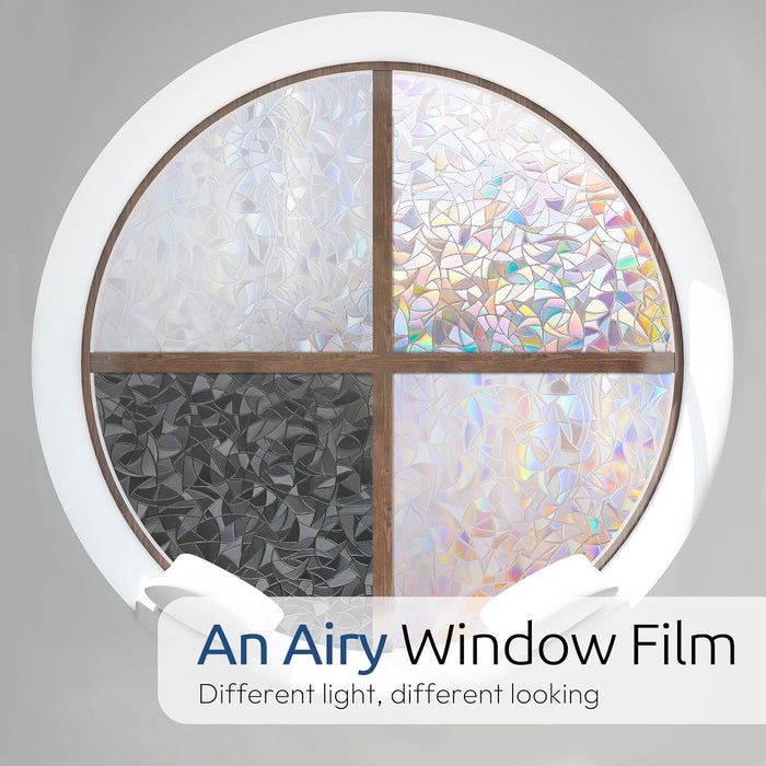 Rainbow Window Privacy Film, Stained Glass Cling, 17.5" x 78.7"