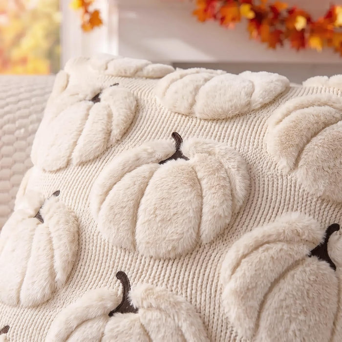 Fall Pillow Covers Pumpkin Fall Decor 18x18 Set of 2 Beige