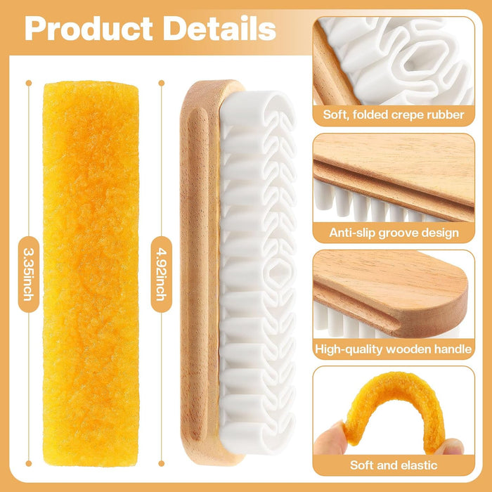 2 Pcs Suede Shoe Brush Nubuck Leather Cleaner Shoes Shine Dauber Crepe Applicators Set with Cleaning Eraser(Brush with Eraser)