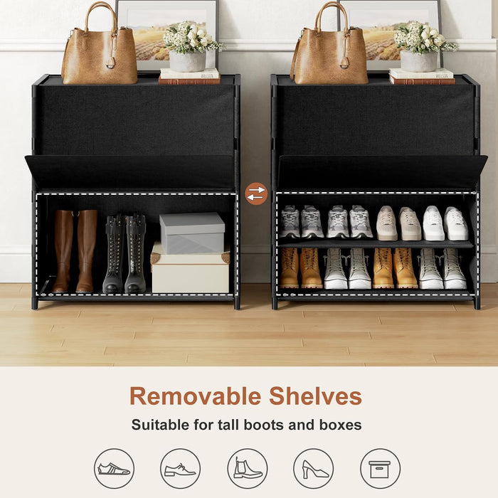 5 Tier Shoe Cabinet with Door, 20-Pair Storage, Black
