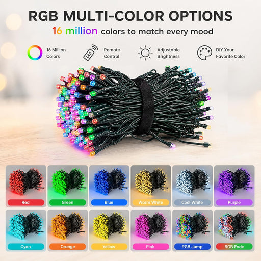 Smart Christmas String Lights, 98FT 300 LED RGB Color Changing String Lights with Remote & App Controlled, Halloween Dec