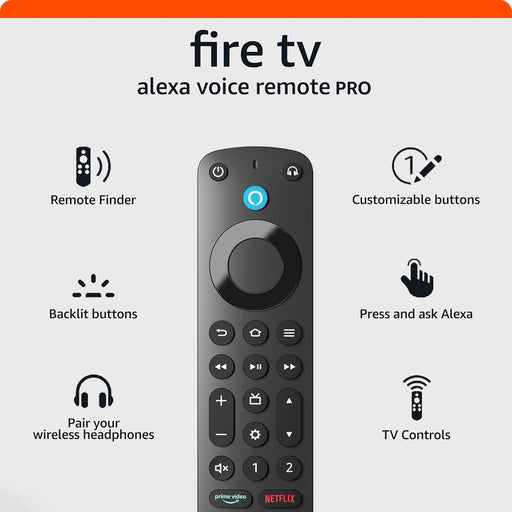 Fire TV Alexa Voice Remote Pro (newest model) with remote finder, TV controls, and backlit buttons