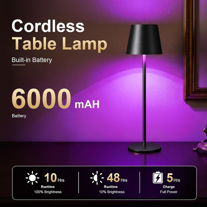 4 Pack Cordless Table Lamp Rechargeable Black