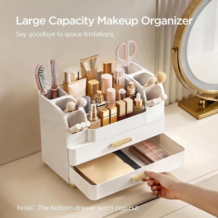 Makeup Organizer for Vanity with Brush Holder, Large Bathroom Countertop Cosmetic Organizer Skin Care Storage, Easy to S