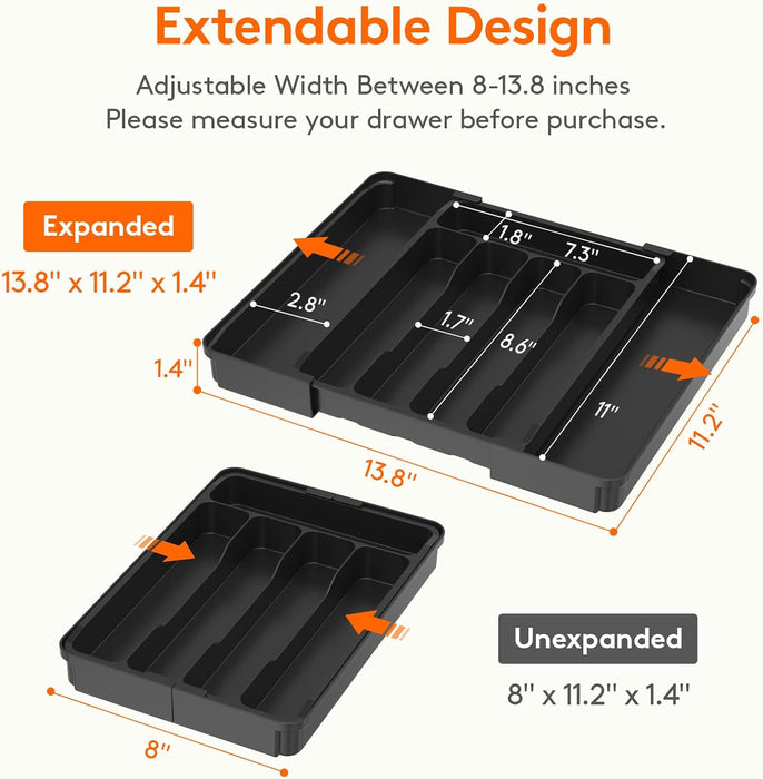 Expandable Silverware Drawer Organizer, Kitchen Utensil Tray