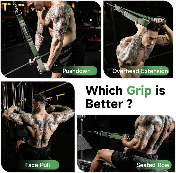 MANUEKLEAR 24-Inch 3-Grip Tricep Rope Cable Attachment for Gym Greater ROM