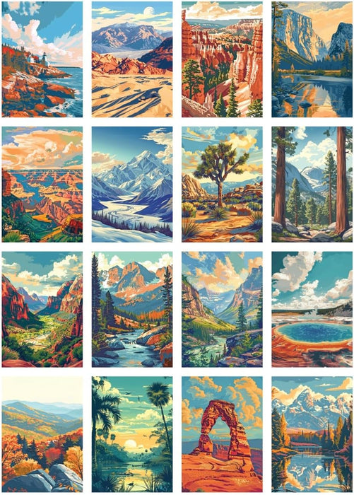 - National Parks Jigsaw Puzzle Box Set - 16 Mini Puzzles, 100 Pieces Each - Colorful Puzzle Gift Set for Adults