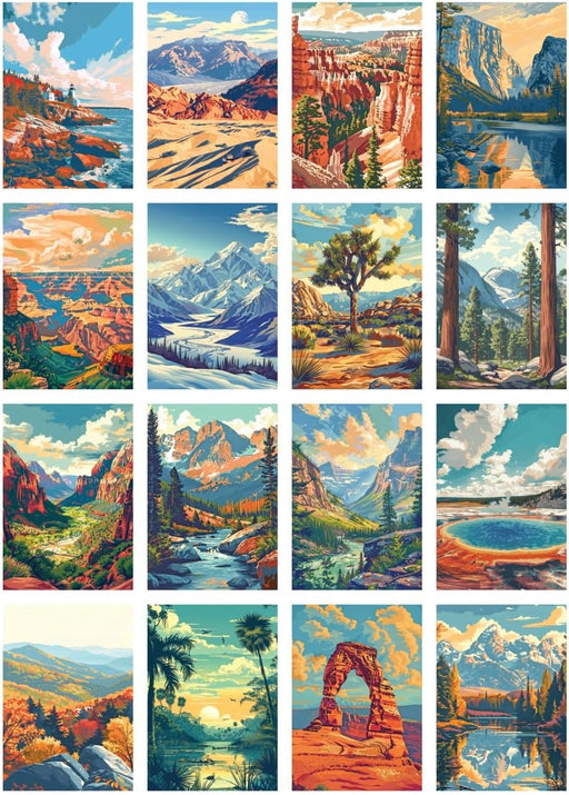- National Parks Jigsaw Puzzle Box Set - 16 Mini Puzzles, 100 Pieces Each - Colorful Puzzle Gift Set for Adults