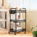 3 Tier Metal Rolling Cart, Black Utility Storage Cart with Wheels