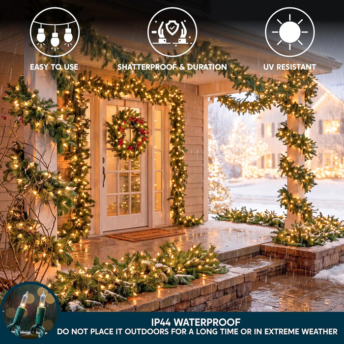 Clear Christmas String Lights Indoor,100 Count Mini White Fairy Light Outdoor,19.4 FT Decor for Patio Dorm Classroom Bed