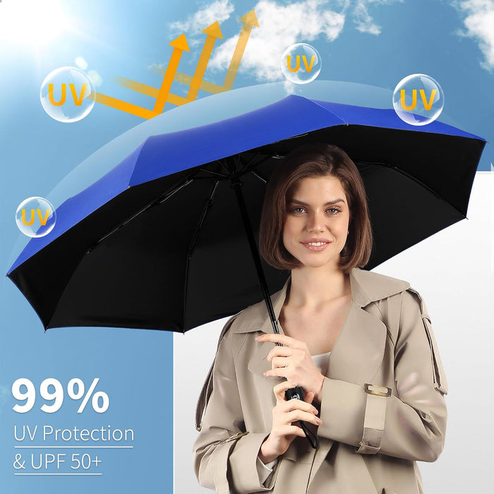 Windproof Travel Umbrella, Automatic Umbrellas for Rain, Portable & Compact Umbrellas for Backpack, Strong UV for Protec