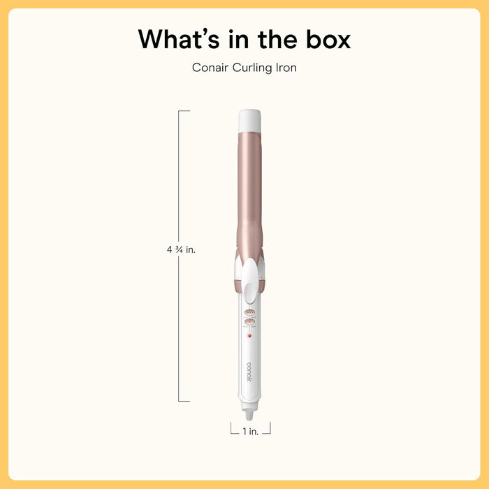 Curling Iron, Double Ceramic, 1" Barrel, White/Rose Gold